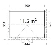 Gartenhaus Palmako Claudia 11,5 m² inkl. Fußboden 444 x 354 cm dunkelgrau-weiß