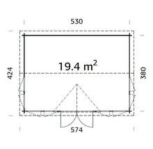Gartenhaus Palmako Claudia 19,4 m² inkl. Fußboden 574 x 424 cm dunkelgrau-anthrazit