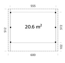 Doppelcarport Palmako Karl 20,6 m² 555 x 372 cm dunkelgrau
