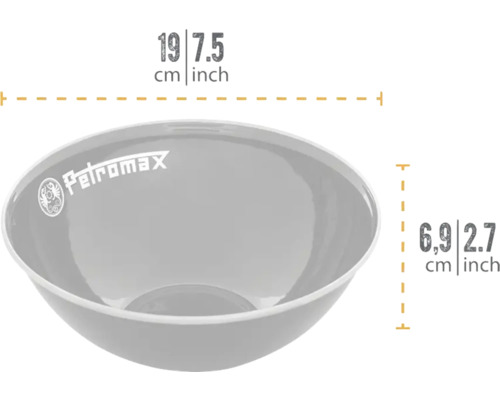 Petromax Schüssel aus Emaille mit Maßangaben