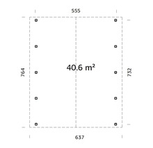 Grundrisszeichnung mit Abmessungen für ein Produkt