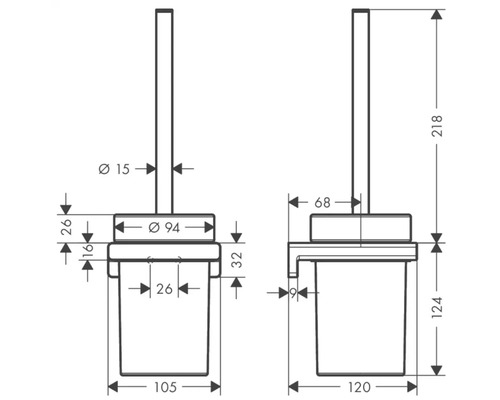 Technische Zeichnung einer WC-Garnitur mit Maßangaben