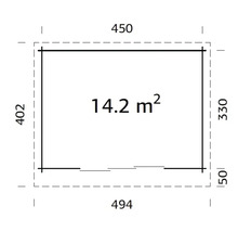 Gartenhaus Palmako Lea 14,2 m² Slide Plus inkl. Fußboden 494 x 402 cm weiß-anthrazit