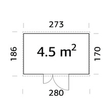 Grundrisszeichnung mit den Maßen 273 x 186 x 280 cm und einer Fläche von 4,5 Quadratmetern