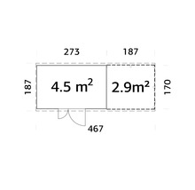 Gartenhaus Palmako Leif 4,5+2,9 m² inkl. Fußboden 467 x 187 cm hellgrau