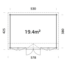 Gartenhaus Palmako Claudia Pent 19,4 m² inkl. Fußboden 578 x 425 cm tauchgrundiert braun