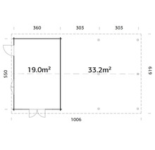 Gartenhaus Palmako Irene 19,0+33,2 m² 1006 x 619 cm tauchgrundiert braun