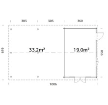 Gartenhaus Palmako Irene 19,0+33,2 m² 1006 x 619 cm tauchgrundiert braun