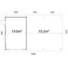 Einzelgarage Palmako Roger 19,0+33,2 m² kit ohne Tor 1006 x 619 cm tauchgrundiert braun