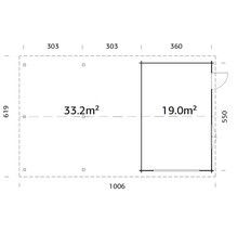 Einzelgarage Palmako Roger 19,0+33,2 m² kit ohne Tor 1006 x 619 cm tauchgrundiert braun