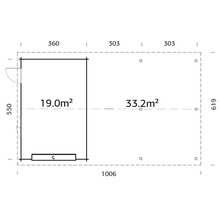 Einzelgarage Palmako Roger 19,0+33,2 m² mit Sektionaltor 1006 x 619 cm dunkelgrau-weiß