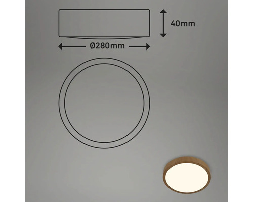 Technische Zeichnung einer runden Deckenleuchte mit Durchmesser 280 mm und Höhe 40 mm.