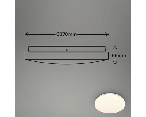 Technische Zeichnung einer Deckenleuchte mit den Maßen 270 mm Durchmesser und 65 mm Höhe