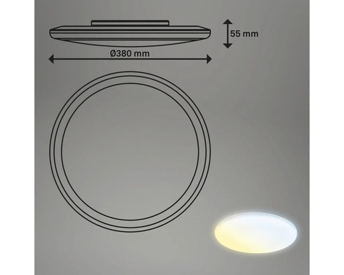Technische Zeichnung einer Deckenleuchte mit einem Durchmesser von 380 Millimeter und einer Höhe von 55 Millimeter.