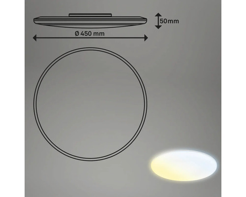 Zeichnung einer Deckenleuchte mit einem Durchmesser von 450 Millimeter und einer Höhe von 50 Millimeter.