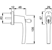 Fenstergriff WW-FG015 Alu weiß abschließbar