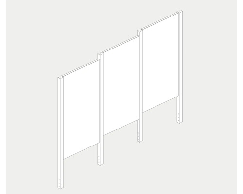 Skizze eines Sichtschutzzauns mit drei Elementen