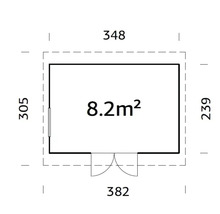 Gartenhaus Palmako Stig 8,2 m² inkl. Fußboden 394 x 305 cm dunkelgrau