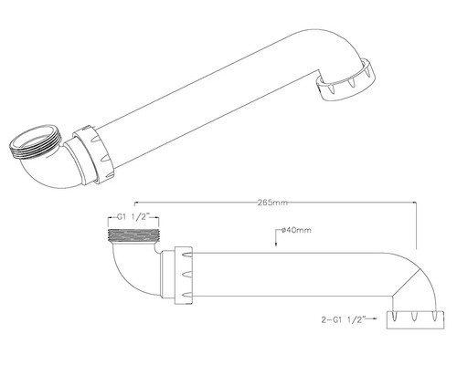 Skizze eines Siphons mit Maßangaben