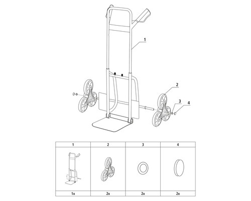 Stair Climber Sackkarre Explosionszeichnung