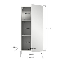 Schrank mit Abmessungsangaben