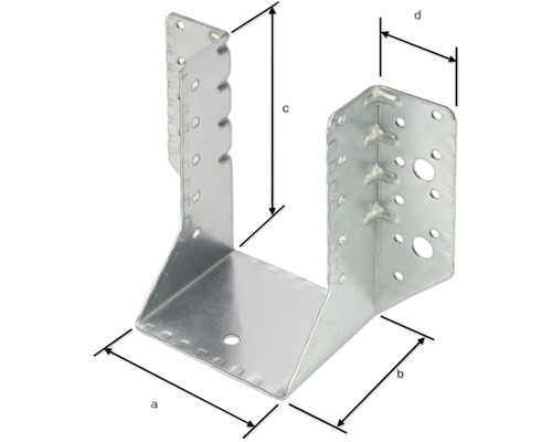 Metallischer Balkenschuh mit Abmessungen