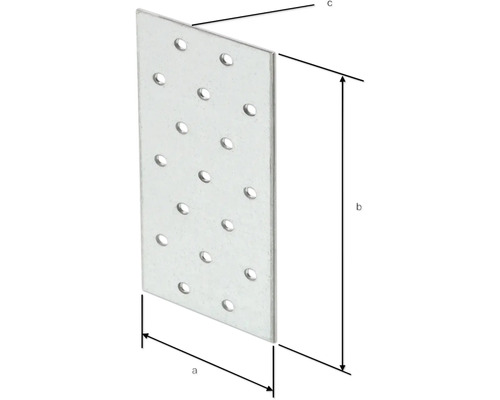 Gelochte Blechplatte mit Maßangaben zur Verwendung im Baubereich