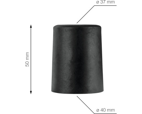 Möbelgleiter, Durchmesser 37 Millimeter oben, Durchmesser 40 Millimeter unten, Höhe 50 Millimeter