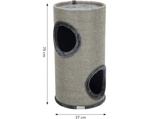 Katzenkratzbaum mit zwei Höhlen, Höhe 70 cm, Durchmesser 37 cm