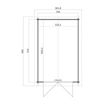 Grundriss eines Gartenhauses mit Maßangaben