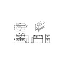 Technische Zeichnung eines Waschtischs mit Maßen