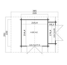 Grundriss eines Gartenhauses mit Maßangaben
