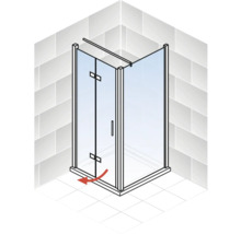 Eckdusche mit Drehtür aus Glas
