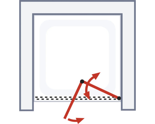 Illustration einer Garagentor-Bewegung mit roten Pfeilen, die die Drehbewegung anzeigen