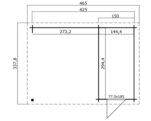 Grundrisszeichnung mit Maßangaben
