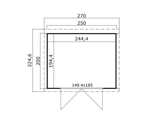 Technische Zeichnung mit Maßangaben