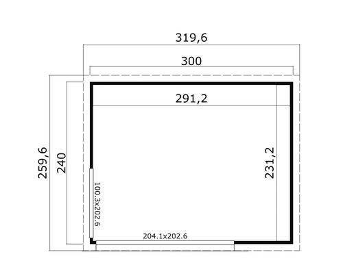 Grundrisszeichnung mit Maßangaben
