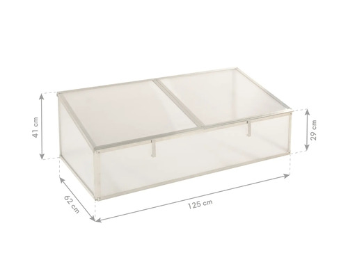 Frühbeetkasten mit den Maßen 125 x 62 x 41 cm