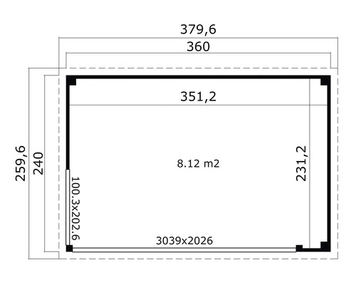 Grundrisszeichnung mit Maßangaben