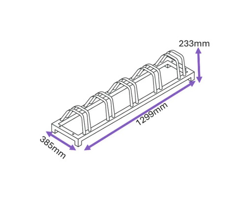 Technische Zeichnung eines Fahrradständers mit Maßangaben