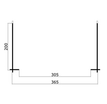 Technische Zeichnung eines Metallprofils mit den Maßen 200, 305 und 365.