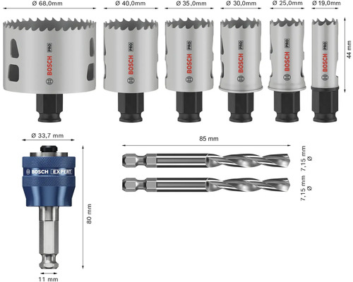 Bosch Pro Lochsägenset mit Expert Aufnahme und Zentrierbohrer