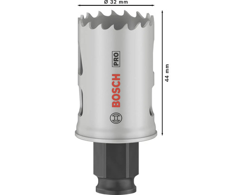 Bosch Pro Lochsäge mit einem Durchmesser von 32 Millimetern und einer Höhe von 44 Millimetern.