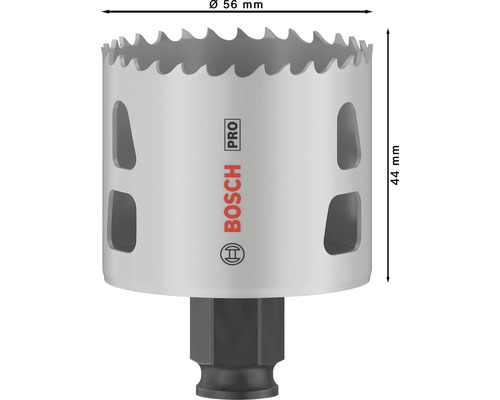 Bosch Pro Lochsäge mit einem Durchmesser von 56 Millimeter und einer Höhe von 44 Millimeter.