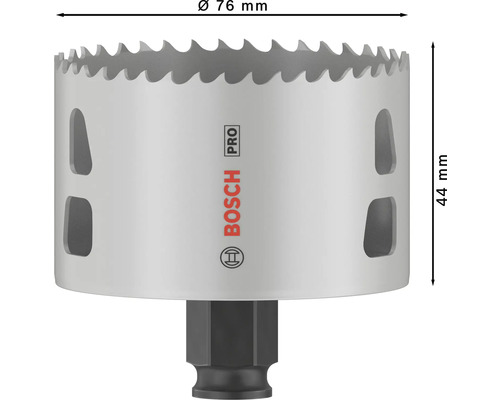 Lochsäge mit 76 Millimeter Durchmesser und Bosch Logo