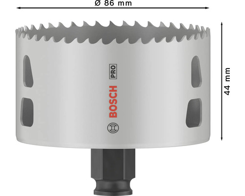 Lochsäge mit 86 Millimeter Durchmesser und 44 Millimeter Höhe