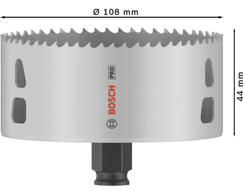 Lochsäge mit 108 Millimeter Durchmesser und Bosch Logo