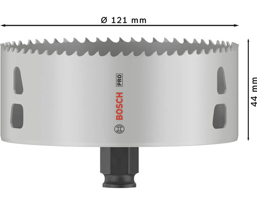 Lochsäge mit 121 Millimeter Durchmesser und Bosch Logo