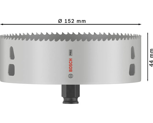 Lochsäge mit 152 mm Durchmesser und Bosch Logo.