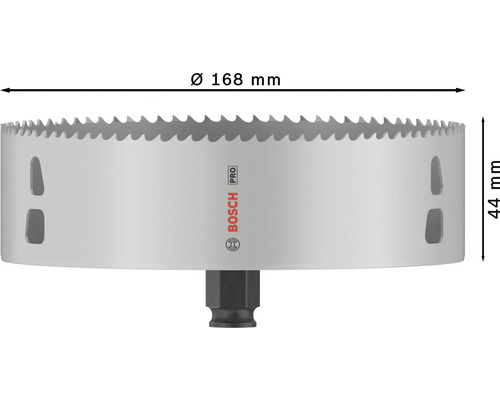 Bosch Pro Lochsäge mit einem Durchmesser von 168 Millimeter und einer Höhe von 44 Millimeter